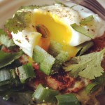 Weekend Breakfast: Potato Pancakes, Poached Eggs & Avocado Sauce