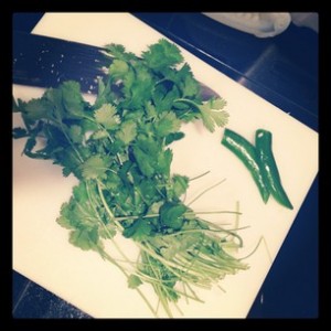 chopped cilantro and jalapeno